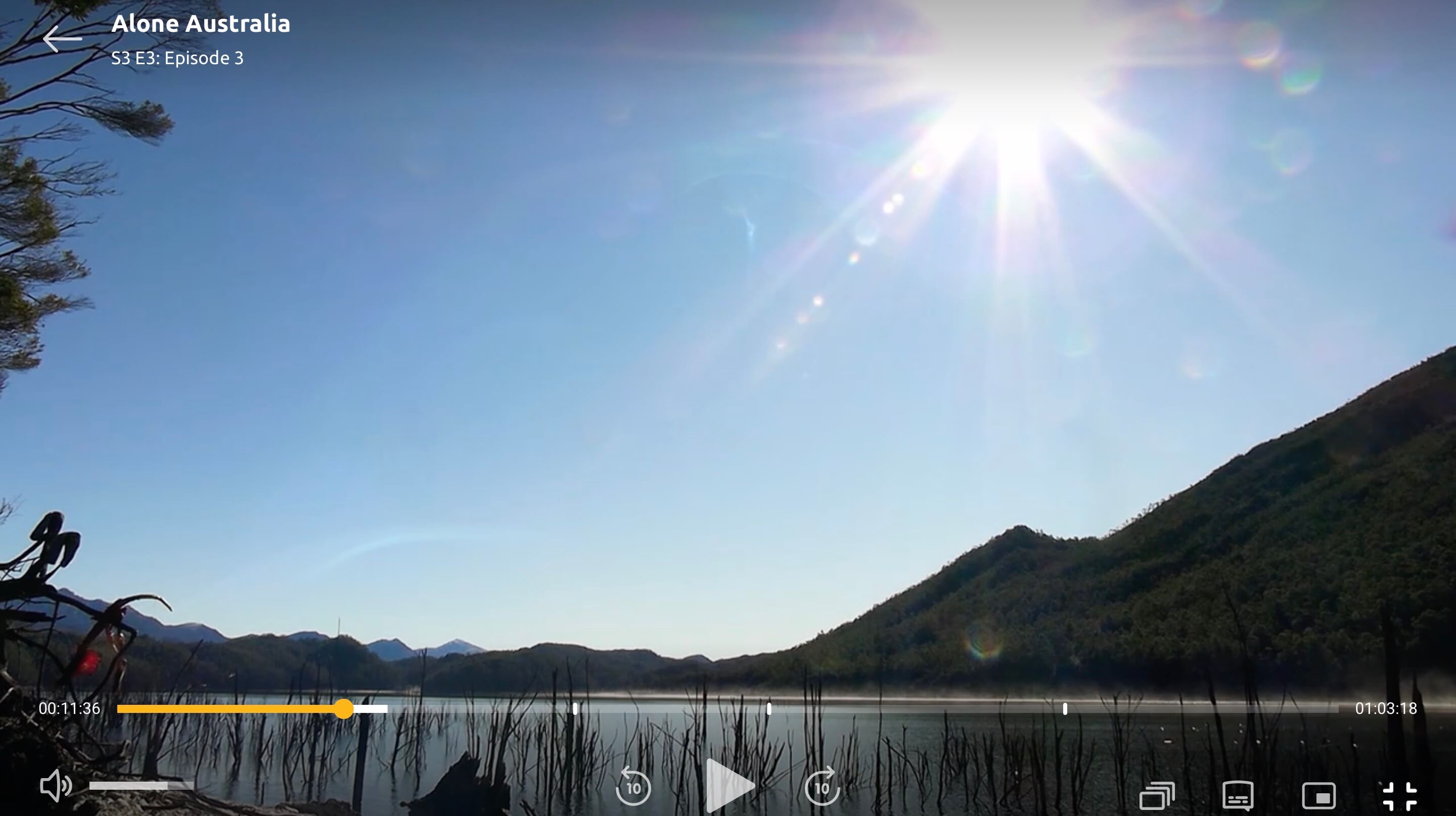 Screengrab of Corinne's location looking into the sun