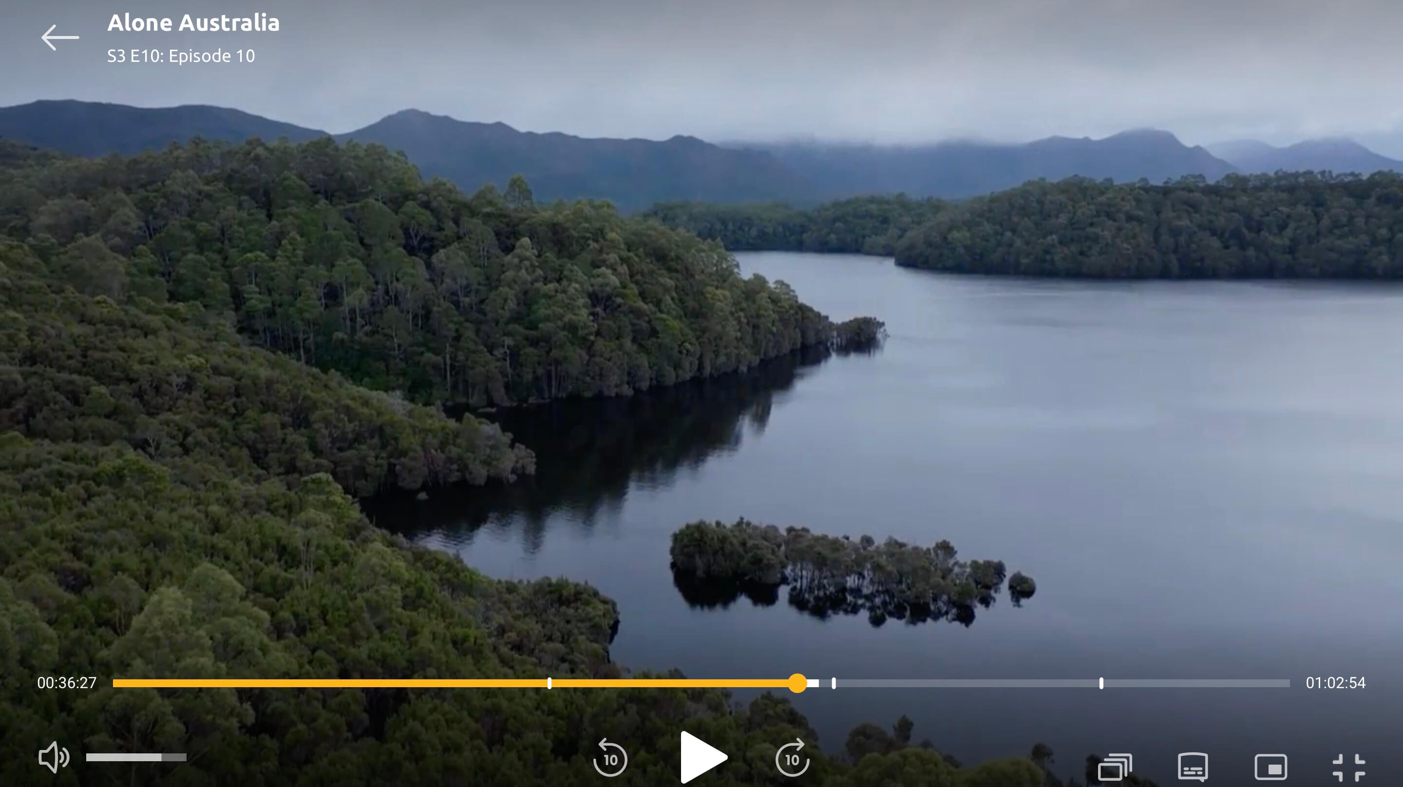 B-roll drone footage showing the same tree island partially submerged after flooding.