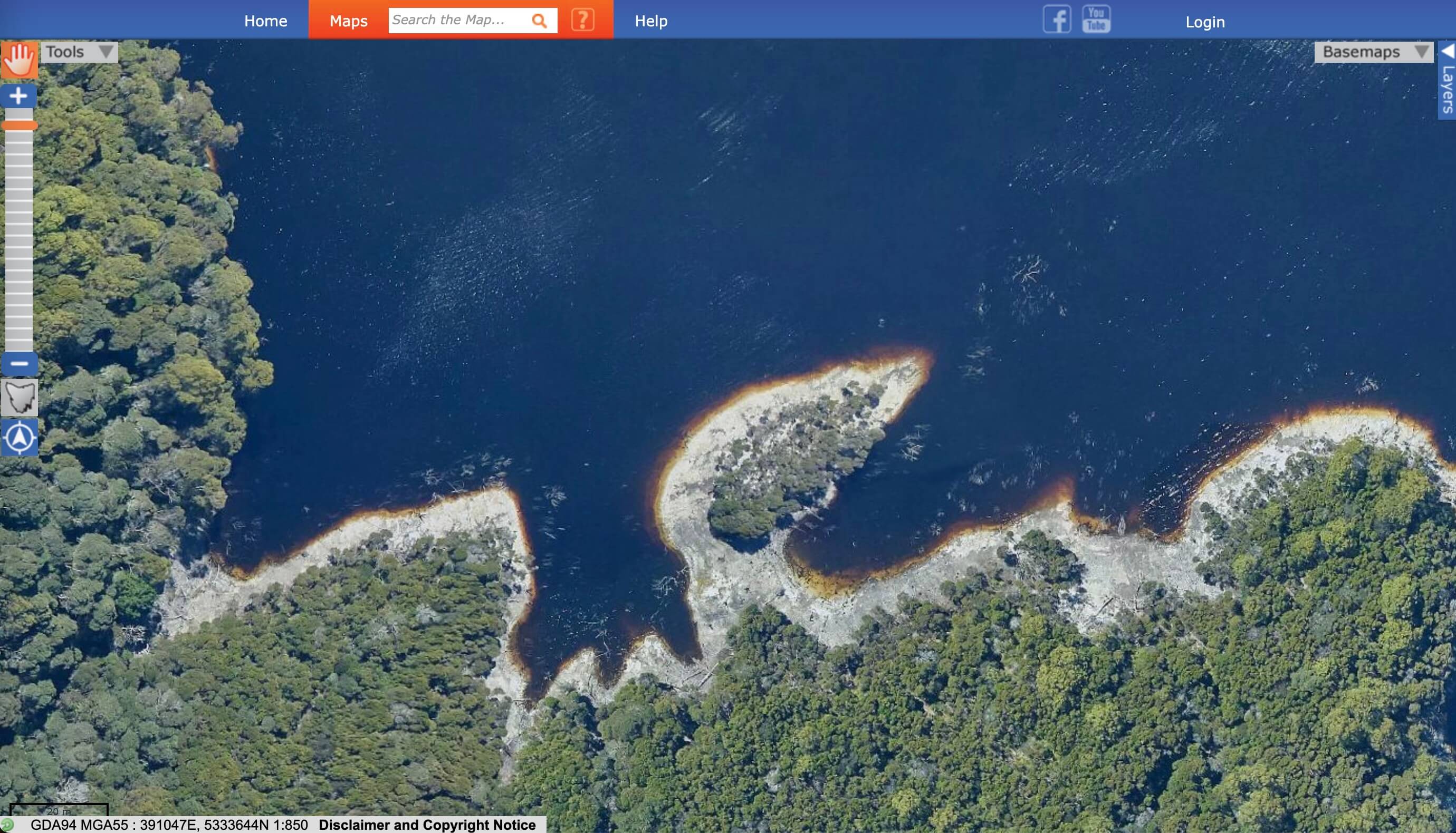 Before: The tree island with a water level similar to when Karla was there.