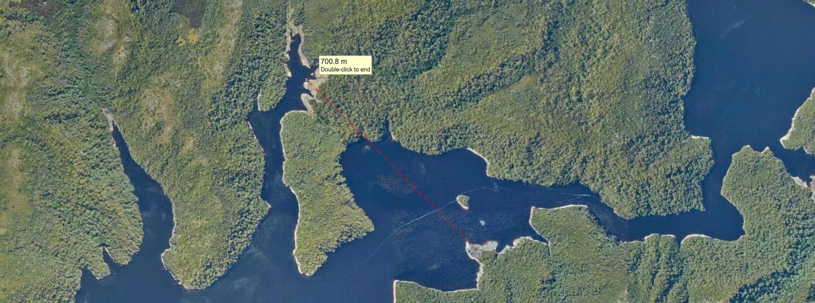 Measuring the distance between Matt & Eva using LISTmap's aerial photography.
