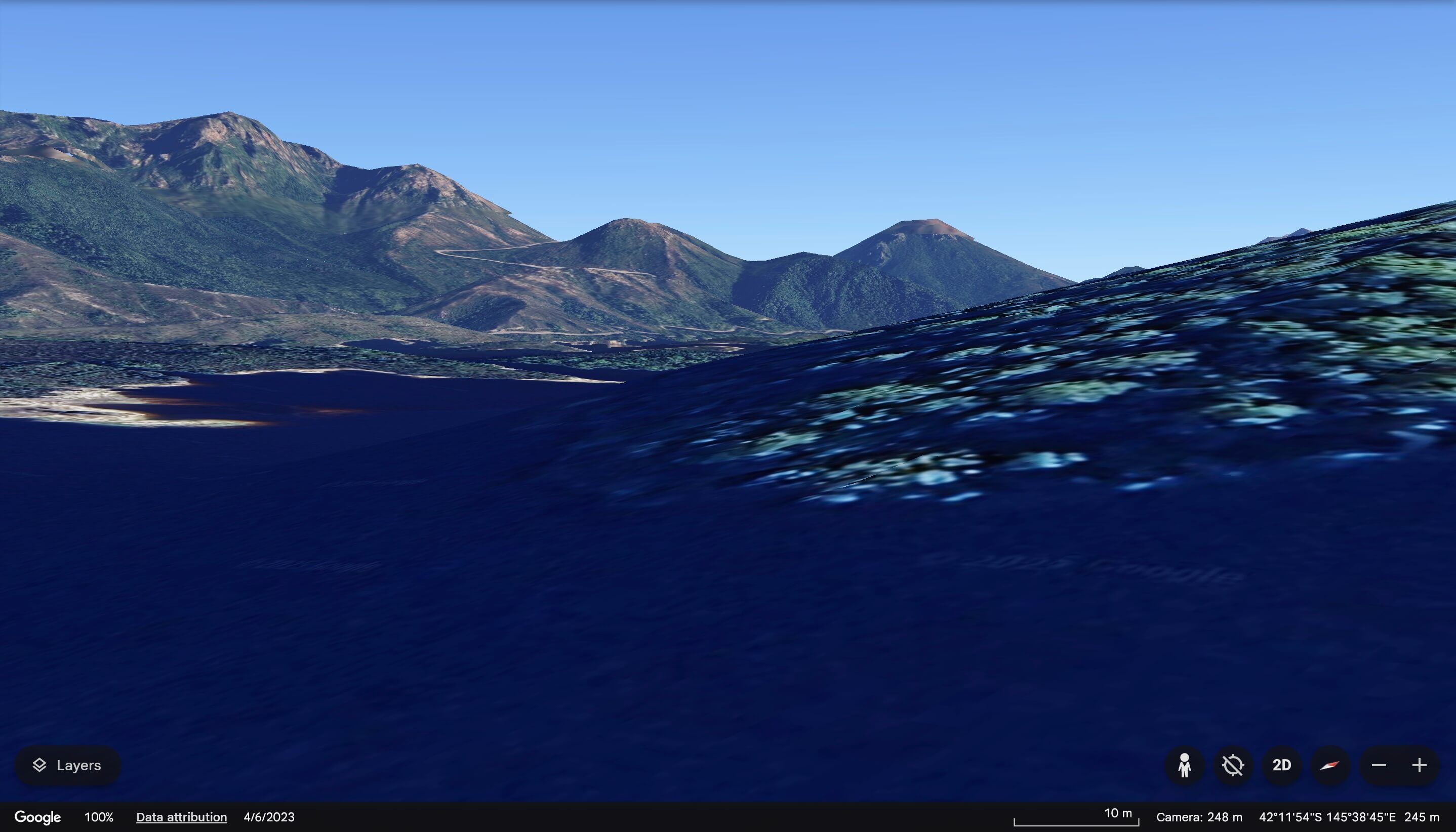 Google Earth from Yonke's drop location